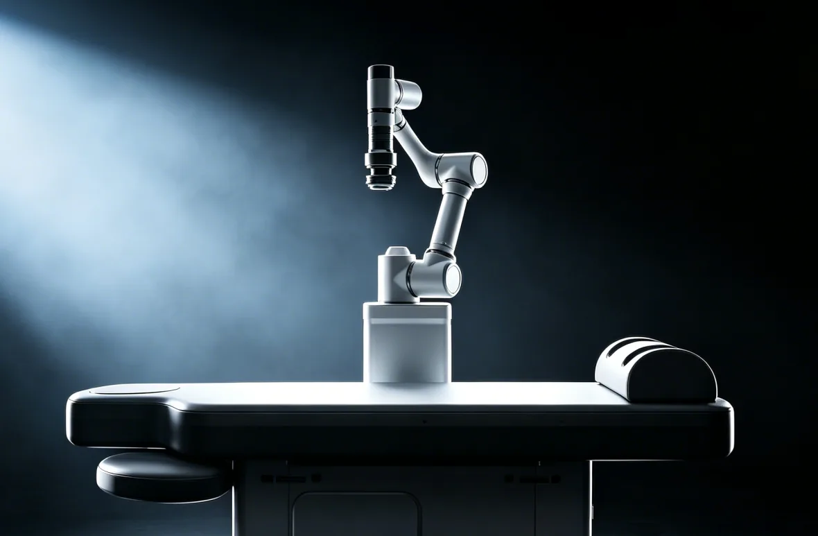 The Intelligent Healing Robot with its robotic arm above a treatment bed